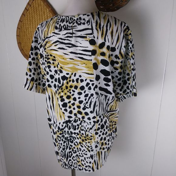 🌷Jordan Leopard 80s 90s Retro boxy fit blouse top - Picture 3 of 8